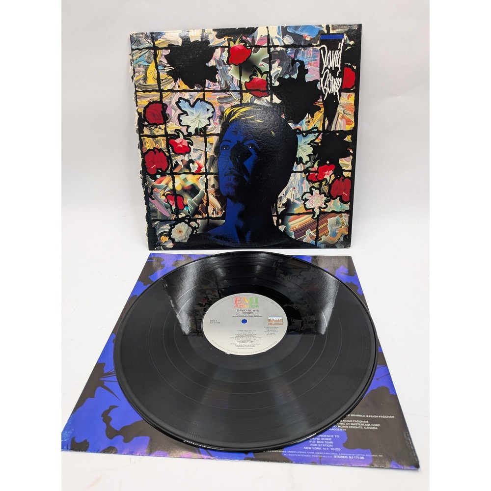 David Bowie Tonight Vinyl LP 1984 EMI America SJ-17138 Blue Jean Rock Record